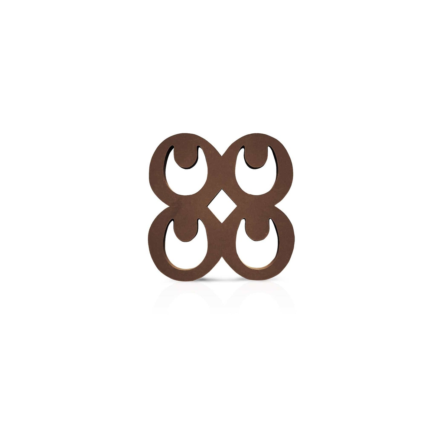 coffee coloured Mate Masie adinkra coaster on white background.