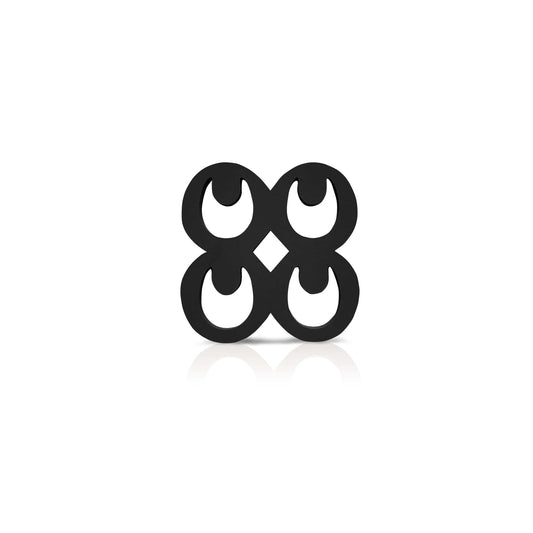 black coloured Mate Masie adinkra coaster on white background.