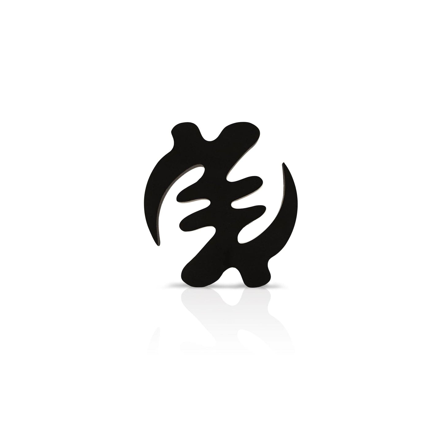 black coloured Gye Nyame coaster on white background.