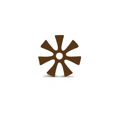 coffee coloured Ananse Ntontan coaster on white background. 
