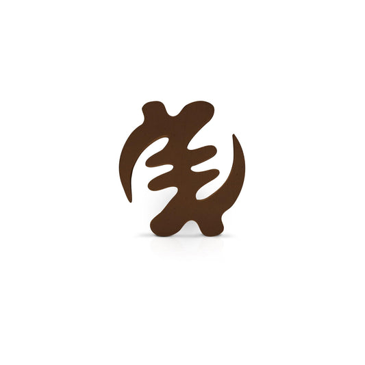 coffee coloured Gye Nyame coaster on white background. 