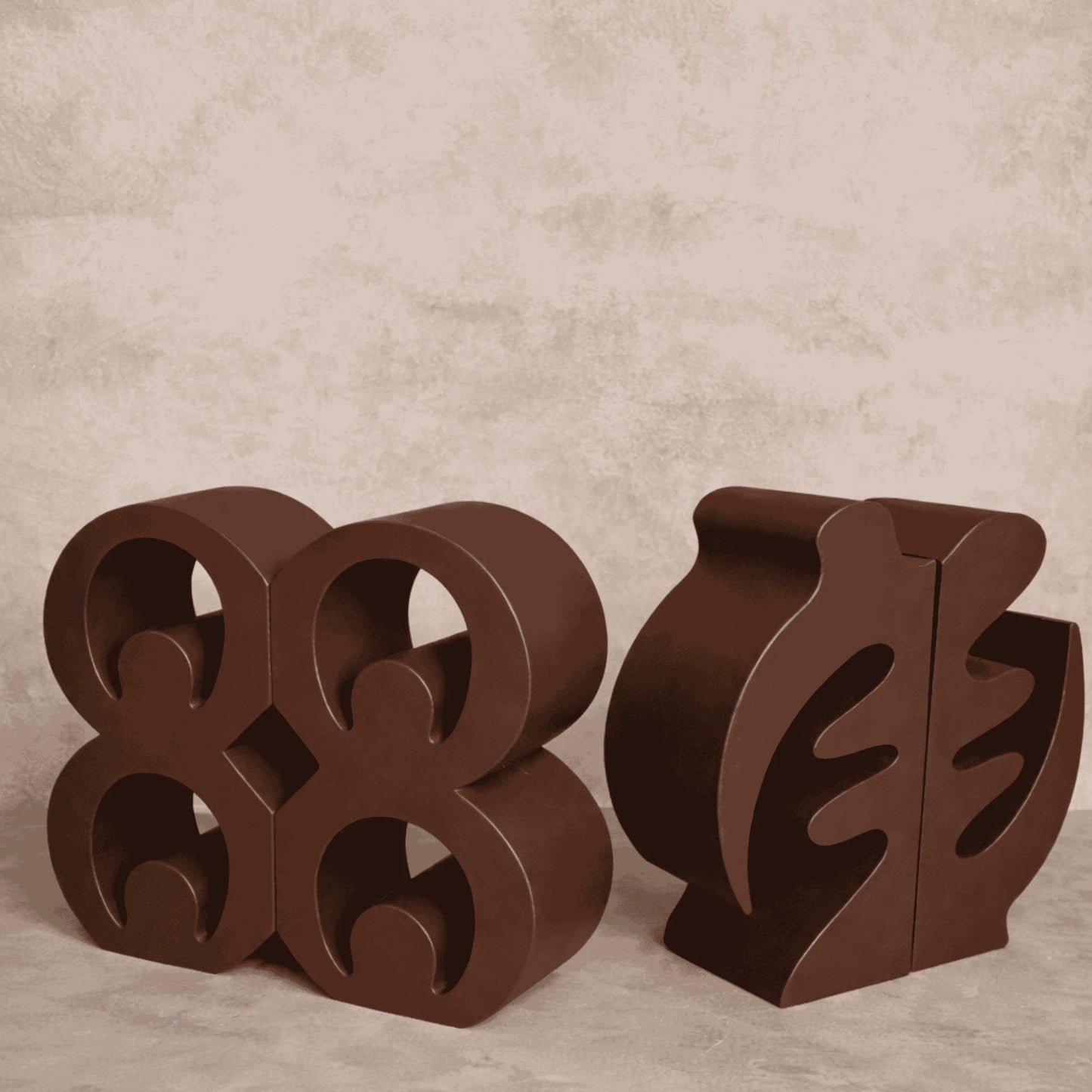 Brown Gye Nyame Adinkra Bookends on cream background