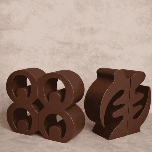 Brown Gye Nyame Adinkra Bookends on cream background