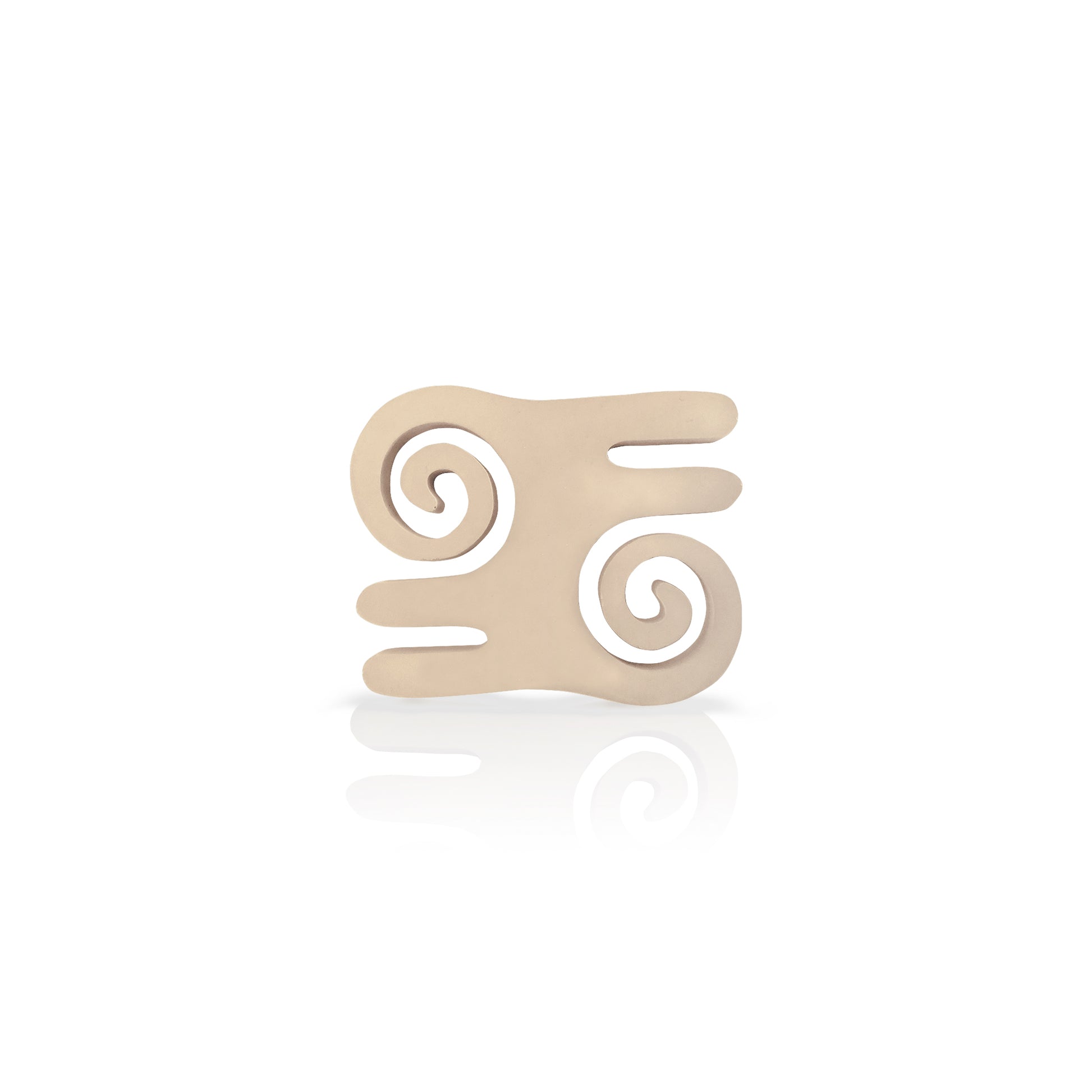 cream coloured Atiko adinkra coaster on white background.