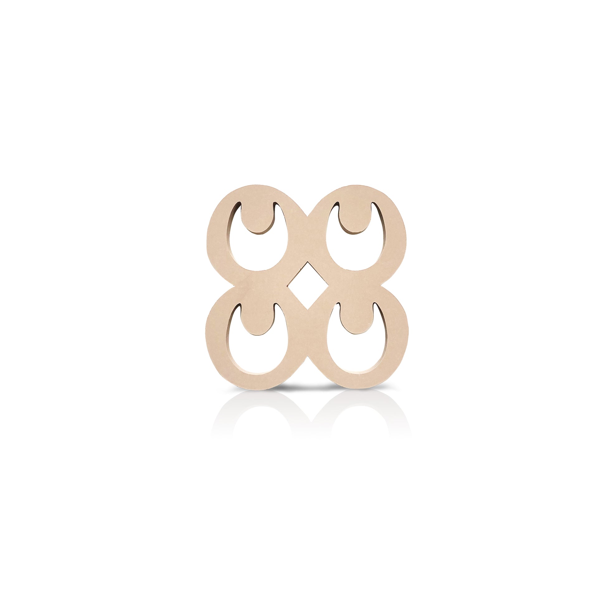 cream coloured Mate Masie adinkra coaster on white background.