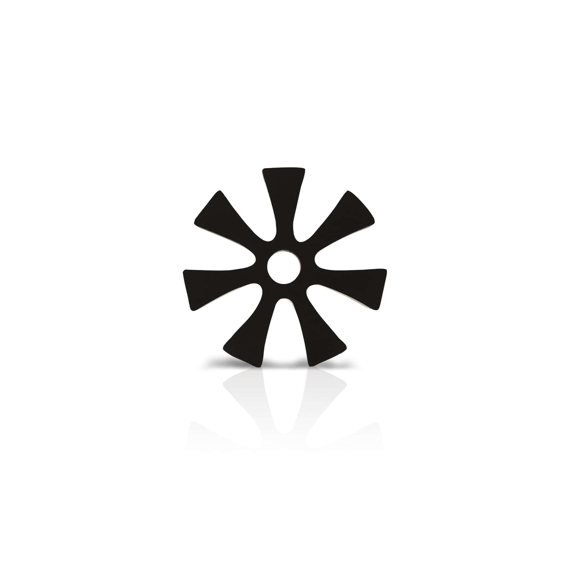 black coloured Ananse Ntontan coaster on white background. 
