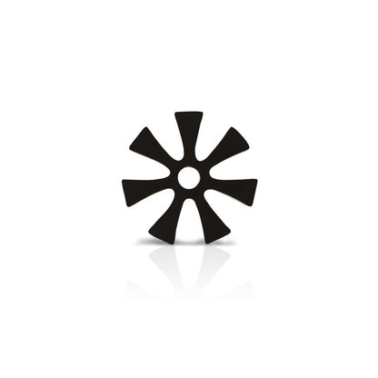 black coloured Ananse Ntontan coaster on white background. 
