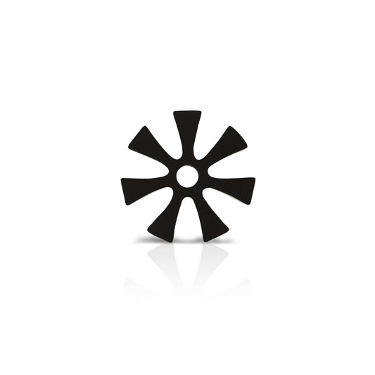 black coloured Ananse Ntontan coaster on white background. 
